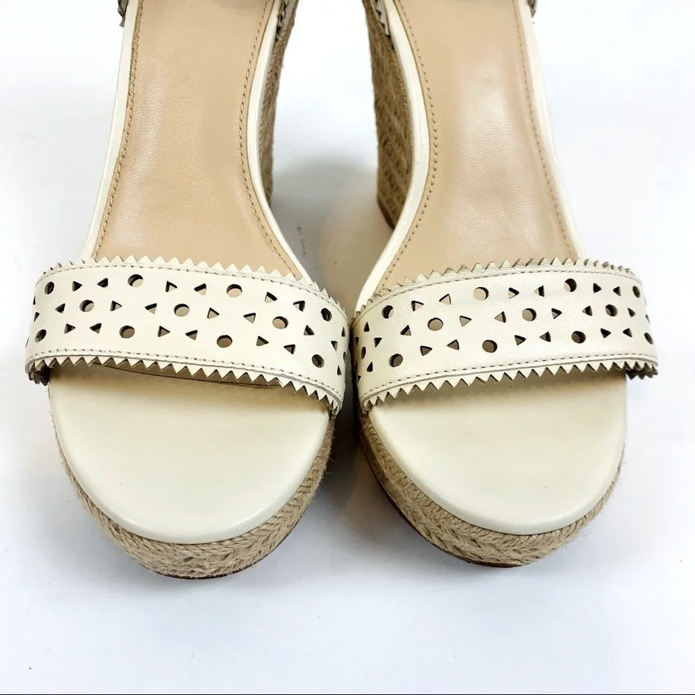 Botkier Jamie Preforated Leather Espadrille Wedge Sandal Size 10